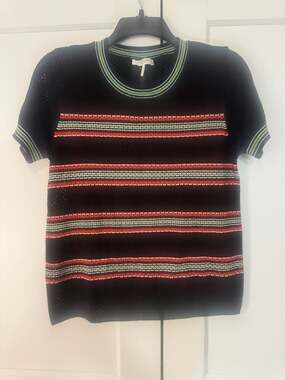 rag & bone Striped Knit Short Sleeve Sweater Size M